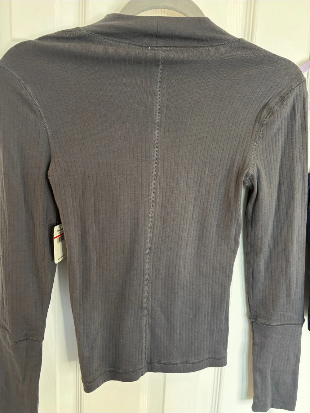Free People Intimately Charcoal Ribbed Mock Neck Long Sleeve Crop Top Casual XS